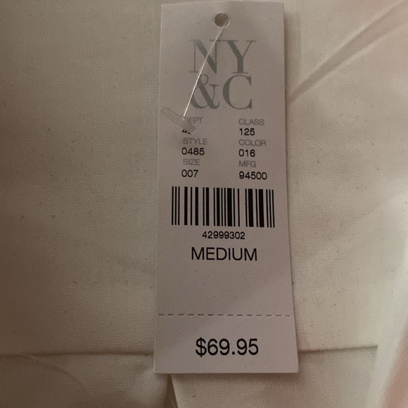 NWT NEW YORK & Co. White button down Tunic Shirt Red Yellow & Blue Cuffs Sz M - Picture 15 of 16